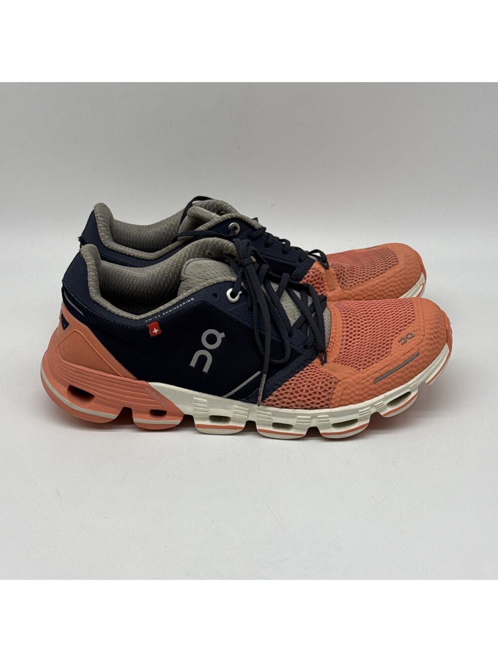 On Cloudflyer Salmon Ink Orange Navy Running Shoes Women's Size 8